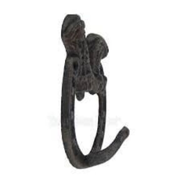 Rustic Western Cast Iron Cowboy Boots Horseshoe Shape Singular Wall Hook Decor - Picture 2 of 4